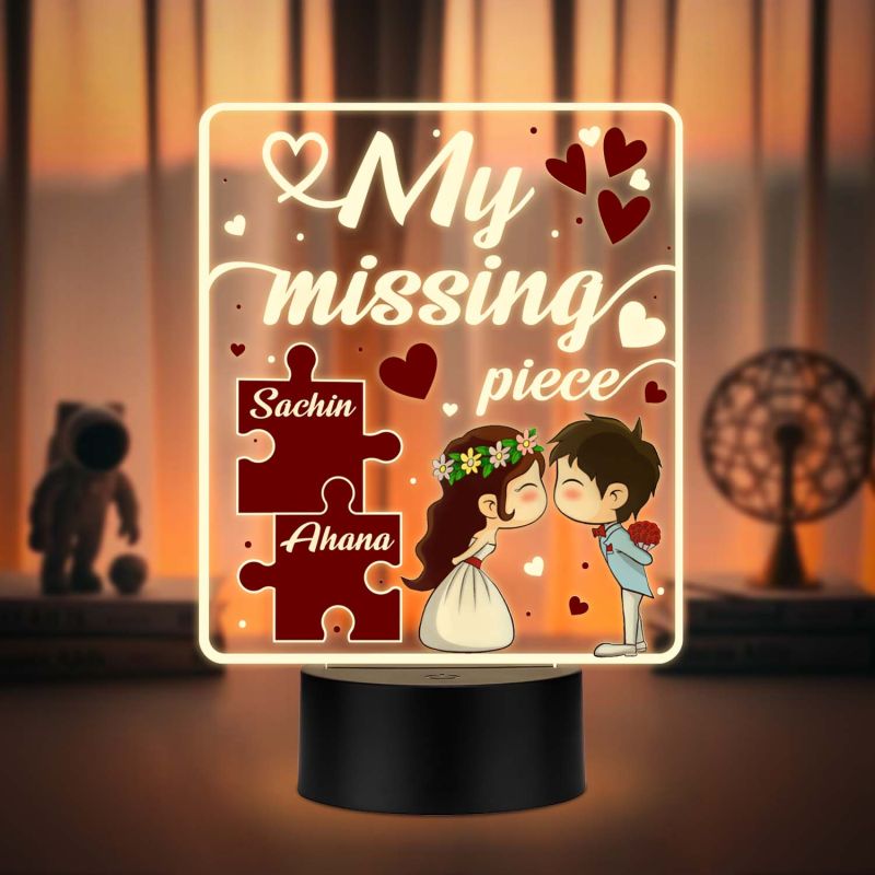 Personalized Couples UV Print 3D LED Night Light My Missing Piece Acrylic Lamp